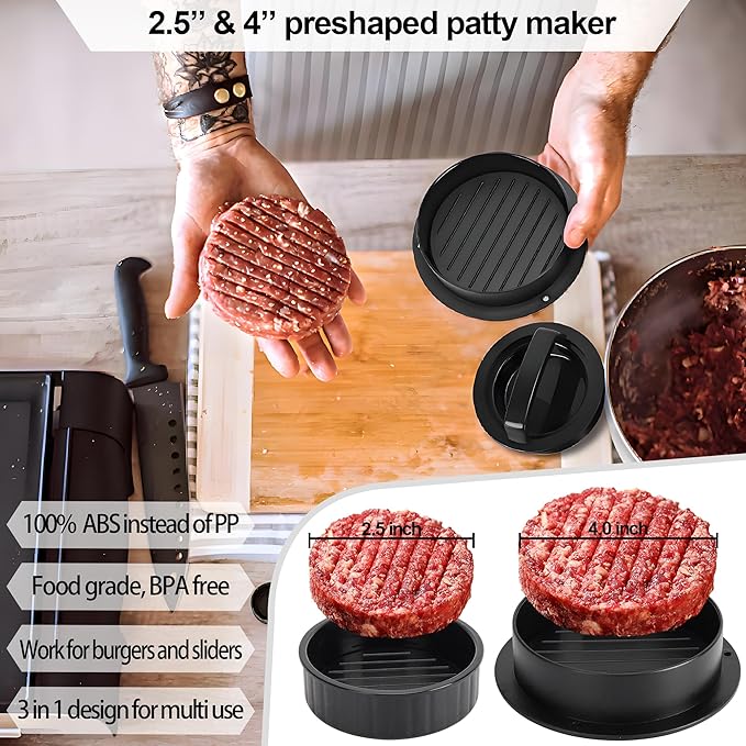 7" Cast Iron Smash Burger Press, Hamburger Press Patty Maker, Stainless Steel Spatula, Nonstick Patty Papers, Seasoning Shaker and Brush, Smash Burger Press Kit for Blackstone Griddle Grills
