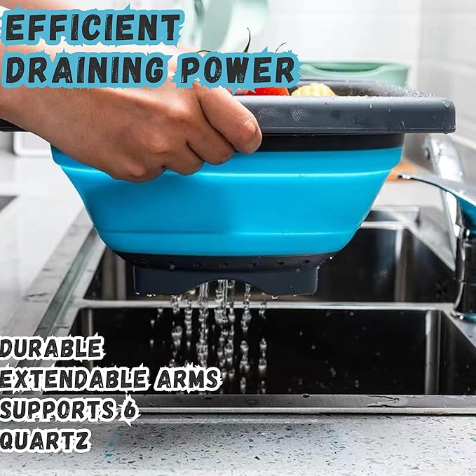 Collapsible Colander Set,Premium Food Grade Silicone Folding Strainers with Handles Space Saving Colanders for Draining Pasta,Vegetables & Fruits,Ideal for Kitchen & Travel (1pc(blue))