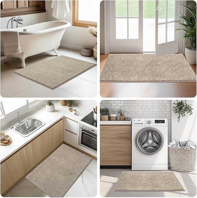 Washable Kitchen Rug 24" x 35.5" / 60cm x 90cm, Non Slip Kitchen Mat for Floor, Absorbent Indoor Entryway Rug for Laundry, Bathroom, Bedroom