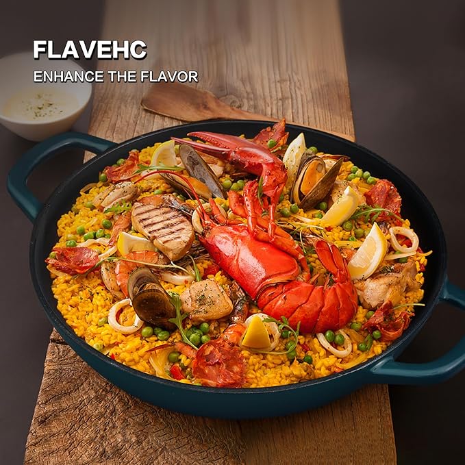 Flavehc Braiser Enameled Cast Iron Braiser 2.25 qt Braiser Pan with Lid Purple Shallow Cast Iron Casserole Braiser Pan with Handels