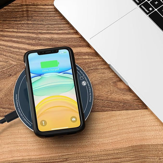 APEKX Warm Cup Coffee Mug Warmer Set - Smart Stable Constant Temperature 131°F, 15W Wireless Charging, 12.8 oz Capacity - Supports USB-C Interface, Automatic Power On/Off Function (4 H). (Deep Navy)