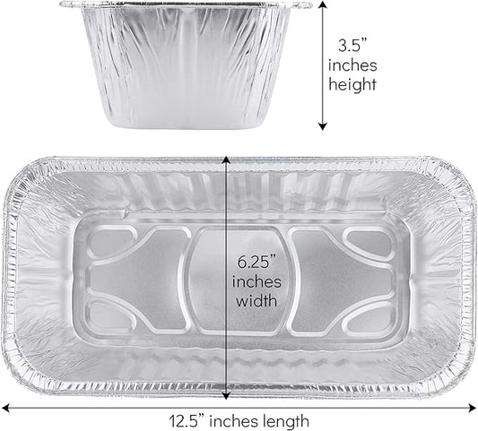 PLASTICPRO [5 Lb 10 Pack Disposable Loaf Pans Aluminum Tin Foil Meal Prep Bakeware - Cookware Perfect for Baking Cakes, Bread, Meatloaf, Lasagna 5 Pound 12.5'' X 6.25'' X 3.5''
