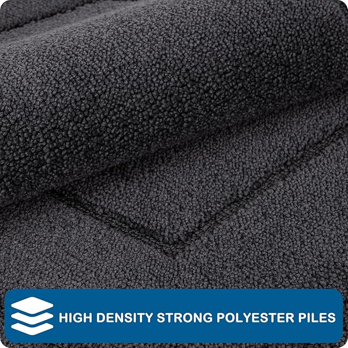 PURRUGS Machine Washable Kitchen Rug 32" x 47", Non-Slip/Skid Kitchen Runner Rugs & Floor Mats, Super Absorbent Soft Standing Mats for Kitchen, Sink & Laundry, Charcoal