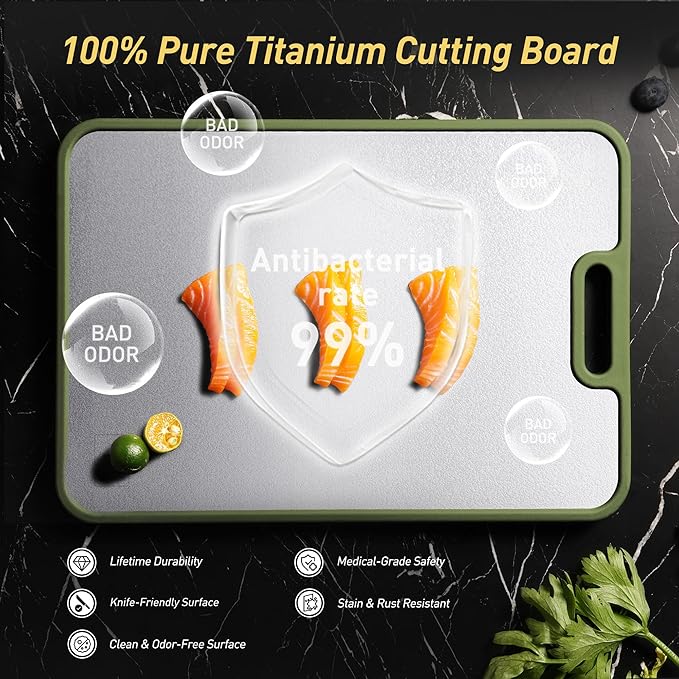 2 Packs Titanium Cutting Boards for Kitchen Chopping Board Butcher Block 2 in 1 Pure Titanium and Wheat Straw PP Great Grandma Christmas Xmas Birthday Gifts Ideas Grandmother Gigi Granny Nana Glamma