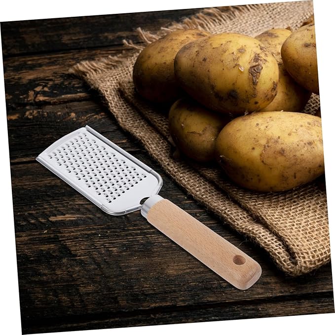Ciieeo 1pc Stainless Steel Plane Grater with Non Slip Wood Handle for Easy Zesting of Fruits Vegetables Cheese and More Kitchen Gadget for Home and Restaurant Use Silver Blue