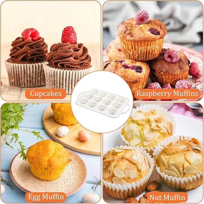 simarro Silicone Muffin Pans For Baking, 1 Pack Metal Reinforced Frame Mini Cupcake Pan 12-Cup Non-Stick Mini Muffin Pan For Homemade Muffins Cupcakes And Bread Cupcake Baking Pan Molds (1)