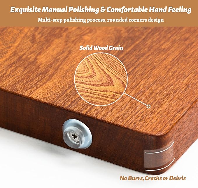 Brosisincorp Real Solid Sapele Cutting Board One Piece No Glue Non Toxic All Whole Single Wood Butcher Block Thick Hard Wood Heavy Duty Edge Grain (Medium, 14.96"L*11.02"W*0.98"Th)