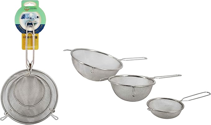 Uniware Stainless Steel Multi-purpose Food Strainer, 3 Piece Set