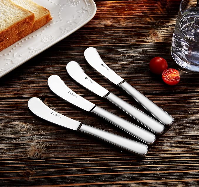KEAWELL Premium 4-Piece 6.7" Louise Butter Knives, Stainless Steel, Dishwasher Safe