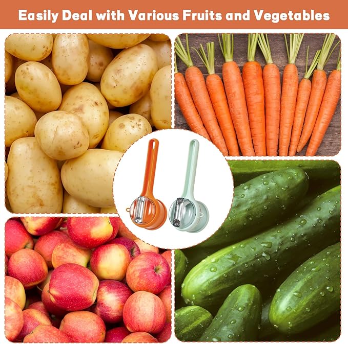 6-Piece Set Peeling Knife With Storage Box, Box Storage Peeler, Vegetable Peeler With Catcher, include 2 Peelers, 2 Sponges, 2 Hooks