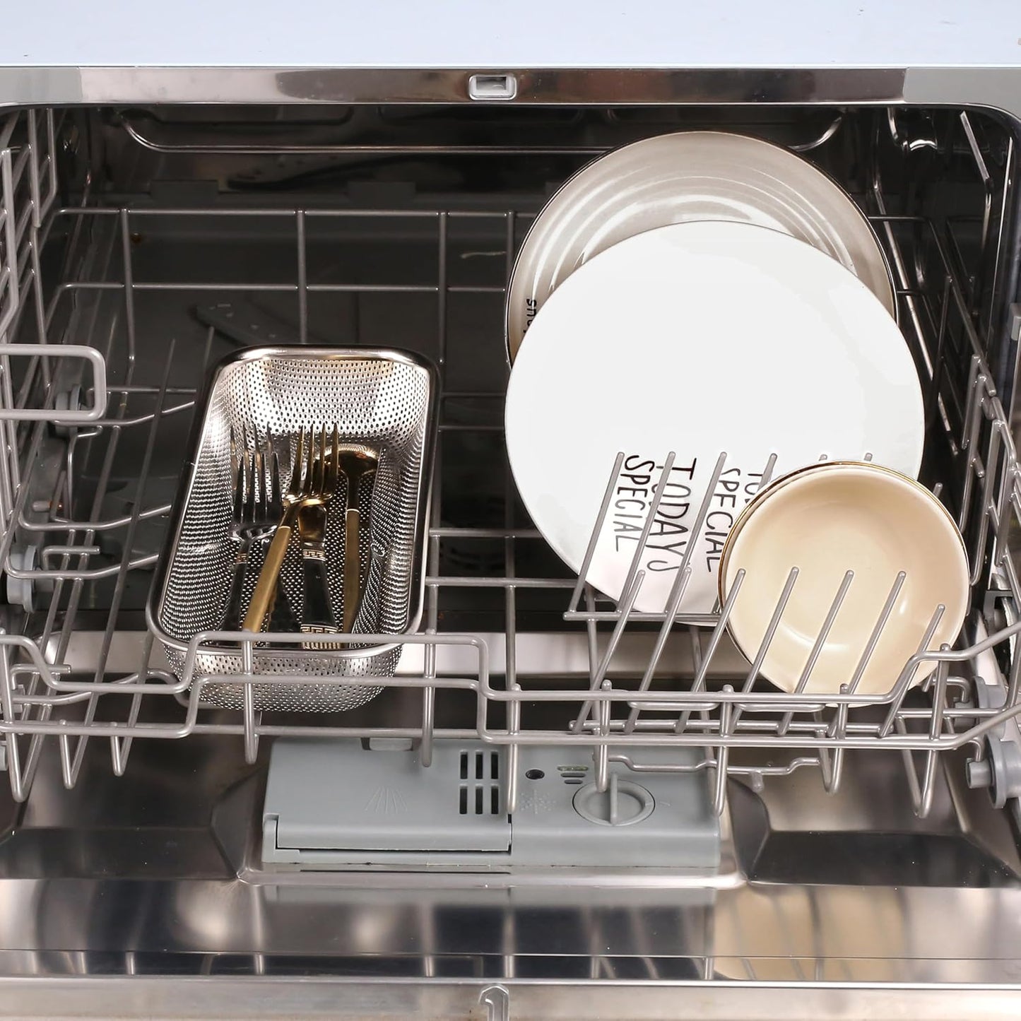 2Pack Stainless Steel Tumbler Cup Lid Organizer Inside Cabinet, Mason Jar Lid Holder, Rectangular Basket for Storage of Silverware, Chopsticks, straws and Utensils