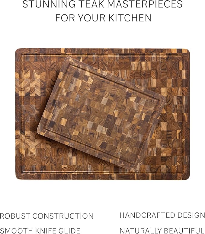Teakhaus Butcher Block Carving Board - Medium Thick Cutting Board with Juice Groove - Holiday Gift Ideas for Men and Women - Gift-Ready End Grain Wood, Knife Friendly - FSC Certified
