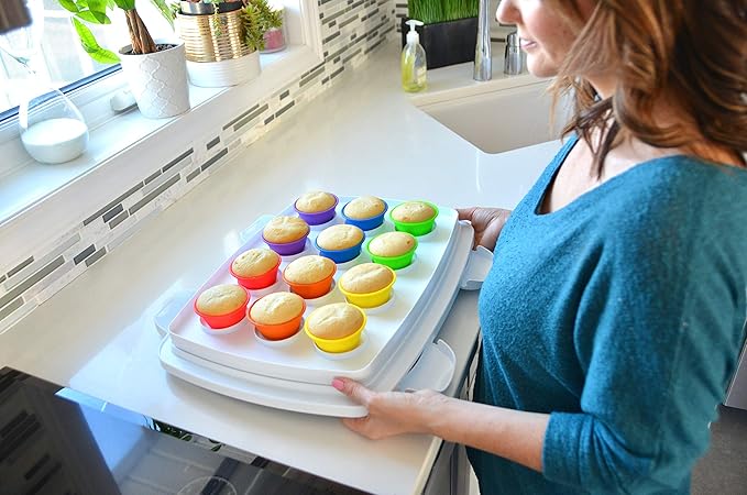 The Sweet Baker | Professional Silicone Baking Cups | Premium 12 Piece Set | Reusable Cupcake Muffin Pans | BPA Free