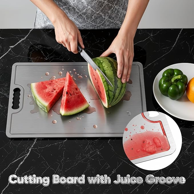 Titanium Cutting Board,100% Pure Titanium Cutting Boards for Kitchen, 2025 New Double Sided Food-Grade Chopping Board for Cutting Meat Vegetable Fruit-Small(11.5x8in)