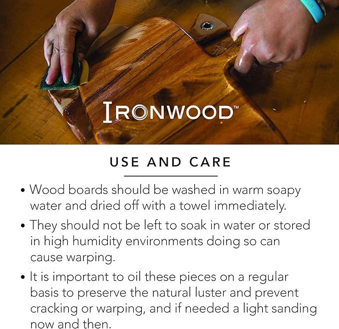 Ironwood Gourmet Big Catch Cutting Board, Acacia Wood, 10.5 x 15 x 1.25 inches