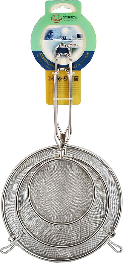 Uniware Stainless Steel Multi-purpose Food Strainer, 3 Piece Set