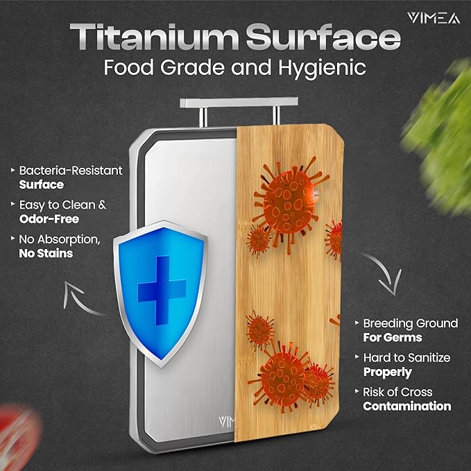 Double-Sided Titanium Cutting Board for Kitchen,16" x 11" Large, Pure Titanium & Wheat Straw PP, Diswasher safe, Durable Chopping Board for Meat, Vegetables - Daily and Pro-Level cooking