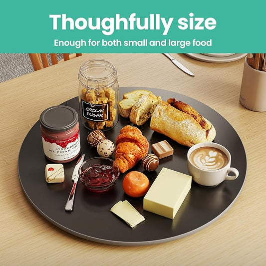 31.5" Lazy Susan Turntable – 360° Sinteredstone Silent Anti-Slip Turntable, Table Top Centerpiece for Kitchen, Pantry, Spice Rack, Refrigerator & Dining Table, Black