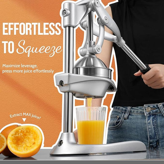 Manual Juicer, Sopito Heavy-Duty Effortless Orange Squeezer Safety Countertop Stainless Steel Hand Press Juicer for Citrus Lemon Lime Grapefruit, Easy to Clean
