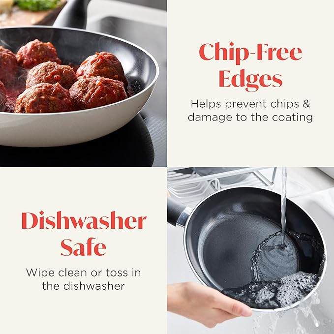 Lumenflon Deco 11” Nonstick Frying Pan Skillet, Made in Italy, Diamond Ceramic PFAS-Free, Dishwasher & Metal Utensil Safe, Durable Gloss Enamel Finish, Stay-Cool Handle, High Walls-Extra Room, Taupe