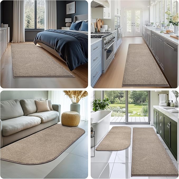 Washable Kitchen Rug 24" x 82" / 60cm x 210cm, Non Slip Kitchen Mat for Floor, Absorbent Indoor Entryway Runner Rug for Hallway, Laundry, Bathroom, Bedroom (Roll Packing)