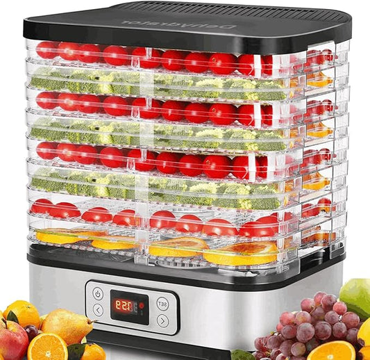 Food Dehydrator Machine, 400W 8 Trays Dehydrators for Food and Jerky with 72H Timer and 95-158℉ Temperature Control, BPA Free, Fruit Dehydrator for Fruit, Herbs, Meat, Veggies and Dog Treats, Upgraded