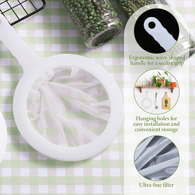 2 Pcs Ultra-Fine Nylon Mesh Strainer, Mini Kitchen Colander, Plastic Sieve Fine Mesh with Handle for Kitchen Food, Juice, Coffee, Yogurt, Liquids (120/200 Mesh)