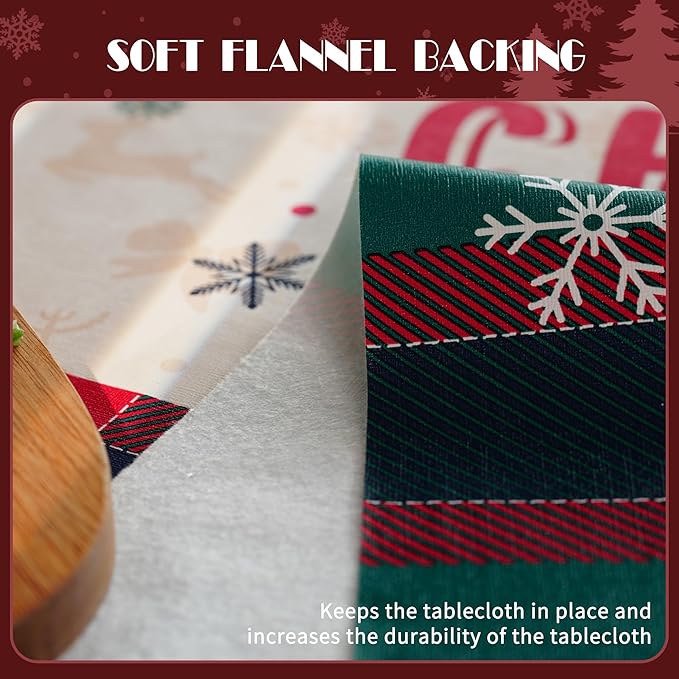 Christmas Rectangle Table Cloth,100% Waterproof Tablecloth,Christmas Decorations for Home, Vinyl Tablecloth Plastic Table Cover for Party，Picnic,Dining,Outdoor 54" x 54",Crimson Checked