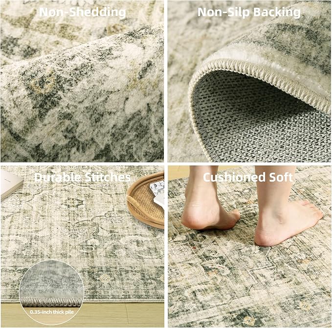 Washable Entryway Small Area Rugs: 2'x3' Boho Rug Non Slip Door Mat Indoor Entrance Stain Resistance Low Pile Throw Rugs for Inside Front Door Floor Bedroom Bedside Kitchen Nursery Dorm Room Entry