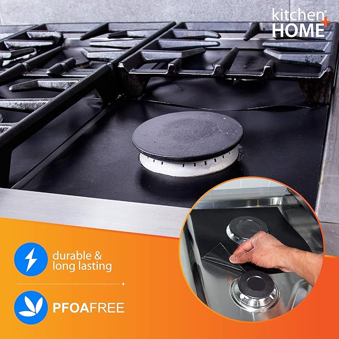 Kitchen + Home Stove Top Smokeless Grill, Indoor/Outdoor BBQ Grill Pan with Double Coated Non-Stick Surface and Burner Liners