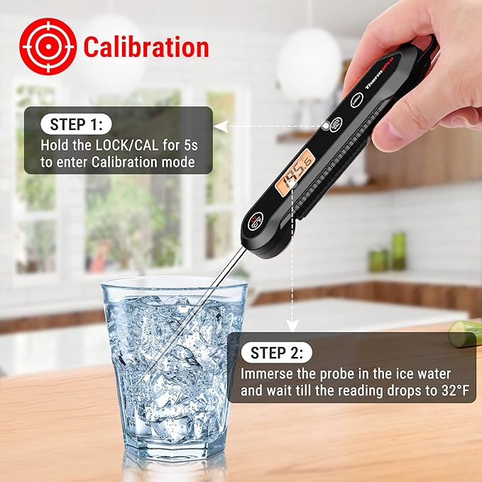 ThermoPro Digital Instant Read Meat Thermometer for Grilling Waterproof Kitchen Food Thermometer with Calibration & Backlight Baking Bread Candy Thermometer Cooking Tools Utensils