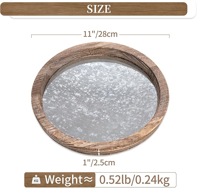Hanobe Candle Plate Holder Tray: Round Wooden Decorative Mirror Candle Plate Small Farmhouse Table Centerpiece Rustic Tealight Pillar Trays for Christmas Wedding Halloween Home Decor