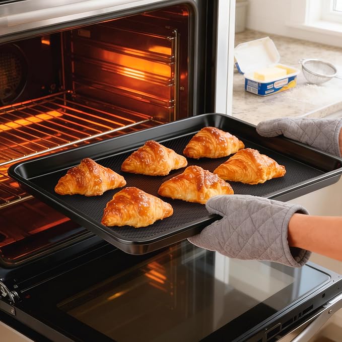 10-Piece Nonstick Baking Pan Set, 0.8MM Thick Stackable Bakeware Sets Including Cookie Sheets for Baking, Cooling Rack, Muffin Pan, Cake Pan, Pizza Pan, Loaf Pan