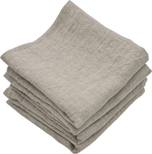 Marc Oliver Linen Cloth Napkins Natural, 20" x 20" Handsewn Hem. Stonewashed, Unbleached, Undyed. Washable, Reusable, Eco-Friendly Pure Flax Linen Napkin Set of 4 for Farmhouse, Dinner Table, Kitchen