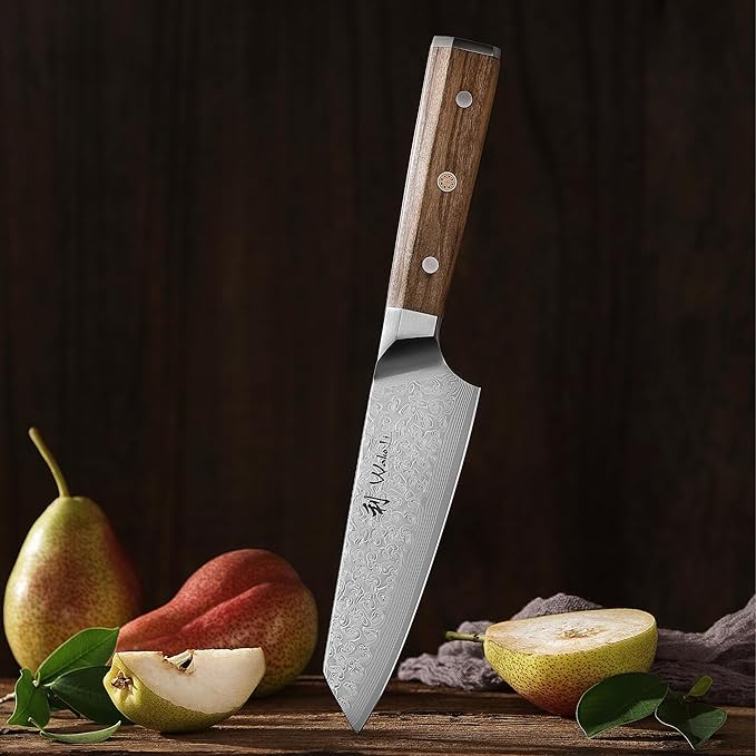 Wakoli Oribu Kiritsuke Small Chef's Knife – Full Tang Kitchen Knife | 6-Inch Blade Made of 67-Layer Damascus Steel with AUS-10 Core | Ergonomic Olive Wood Handle | Professional & Durable