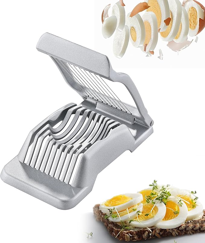 Egg Slicer for Hard Boiled Eggs, LCCOWOT Heavy Duty Strawberry Slicer Cutter, Stainless Steel Wire Cup Slicer with Aluminium Body, Perfect for Eggs, Fruit, Spam, Mushroom and More