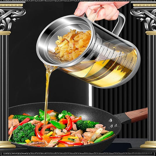 BinaryABC Yogurt Strainer,Nut Milk Strainer,Juice Food Strainer,Glass Teapot with Mesh Strainer,Stainless Steel Iced Tea Pitcher(1500ML)