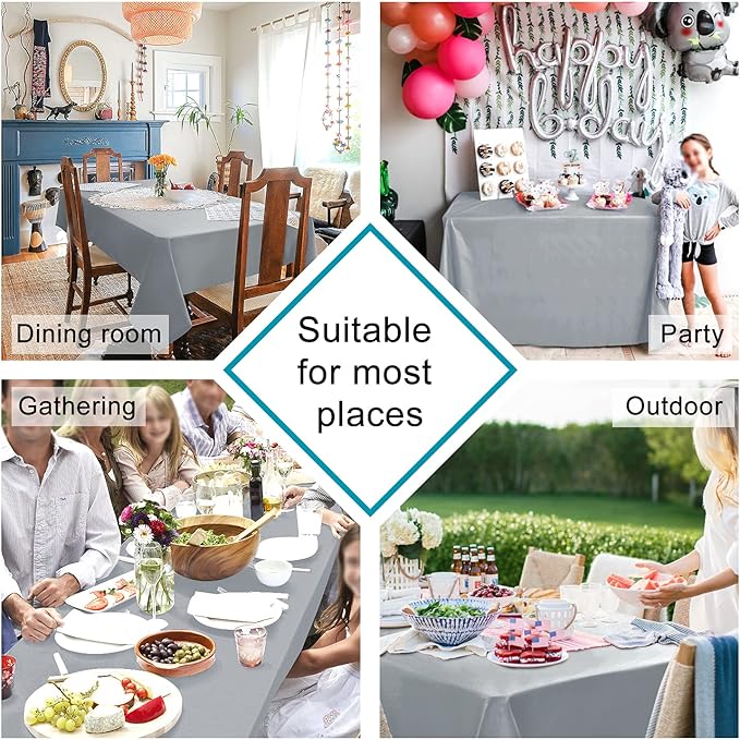 Hiasan Silver Grey Square Tablecloth - Waterproof and Spillproof Washable Fabric Table Cloth for Dining Room Kitchen Party and Outdoor, 54 x 54 Inch