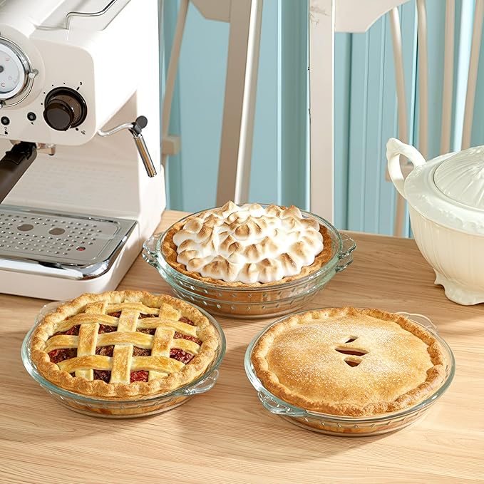 Uiifan 4 Packs 7.5 Inches Mini Glass Pie Pan for Baking Clear Pie Plate with Handles Round Glass Dish for Baking and Serving, Snacks, Salads, Desserts