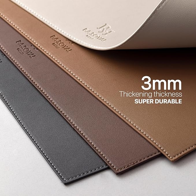 Faux Leather Placemats Set of 8 Vinyl Washable Wipeable Table Mats for Kitchen Dining Table Heat Resistant Waterproof Indoor/Outdoor Placemats Non-Slip Easy Clean Place Mats (British Khaki)