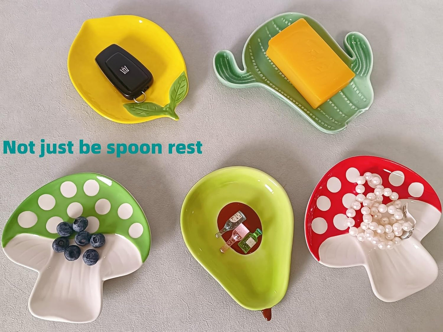 Ceramic Spoon Rest for Stove Top & Kitchen Counter Spoon Holder for Stove & Cooking Spoon Holder for Ladle Cute Coffee Spoon Rest Utensil Rest Spatula Rest, Green Avocado Kitchen Decor & Accessories