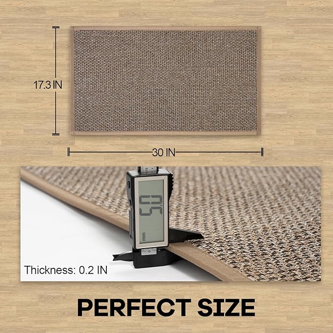Kitchen Rug, Rubber Non Slip Kitchen Rugs Washable, Absorbent Runner Mat for Floor, Machine Washable Standing Mats for in Front of Sink, Door, Laundry, Entryway, Entrance (Brown, 30" × 17.3")
