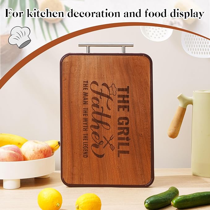 Christmas Gift for Dad- Grill Cutting Board Double Sided Wood&Titanium Cutting Boards Engraved Charcuterie Board Unique Gifts from Daughter Son (Dad)