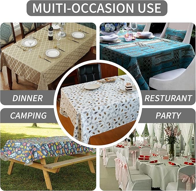 Rectangle Table Cloth,100% Waterproof Tablecloth Oil Proof Spill Proof Vinyl Table Cloth, Wipe Clean Plastic Table Cover for Dining, Camping, Indoor and Outdoor 54" x 78",Leaf