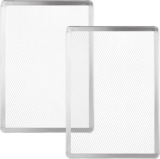 AKOLAFE 2PCS Pizza Screen 11 x 16 Inch Pizza Pan for Oven Large Pizza Pan with Holes Aluminum Pizza Plates Set Perforated Pizza Baking Sheet Metal Pizza Platter Rectangular Mesh Pizza Tray for Serving