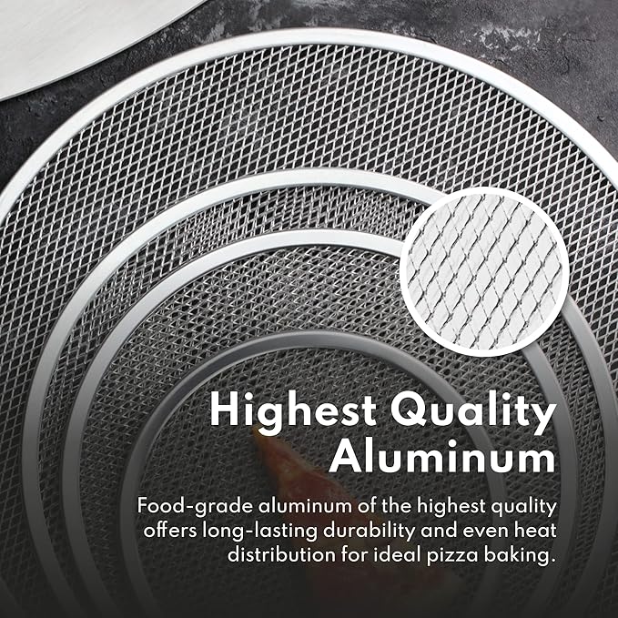 New Star Foodservice 50981 Restaurant-Grade Aluminum Pizza Baking Screen, Seamless, 18-Inch, Pack of 6