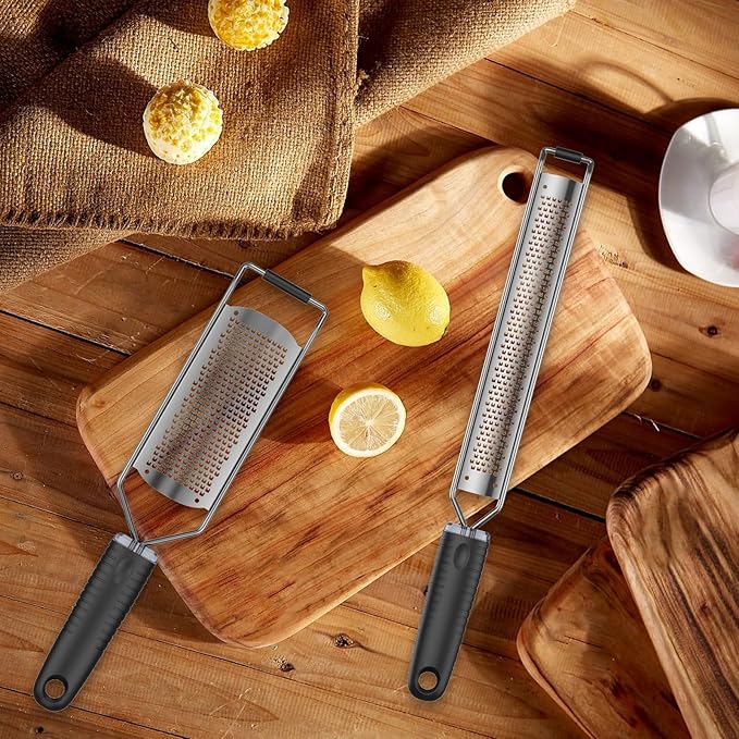 4 Pcs Lemon Zester with Handle Stainless Steel Cheese Grater Heavy Duty Vegetable Grater Handheld Ginger Grater Dishwasher Safe Lemon Grater Zester for Lemon Parmesan Cheese