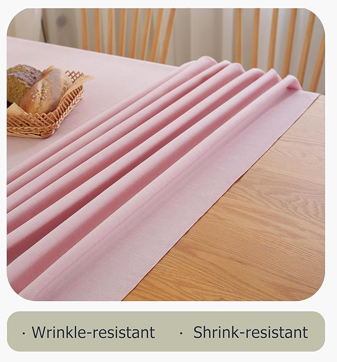 Alsoo Valentines Table Cloth Rectangle Table, 60×120 Inch Linen Textured Table Cloth Waterproof Tablecloths Wrinkle Free Fabric Farmhouse Table Cover for Dining Parties Buffets Holidays,Light Pink