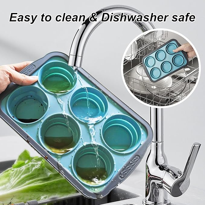 YiYeraio Silicone Muffin Pans for Baking with Metal Frame, 6 Cup Silicone Muffin Pan, Nonstick Cupcake Pan, BPA Free Muffin Tins Easy to Pop Cupcake Baking Pan Molds for Oven Dishwasher Safe