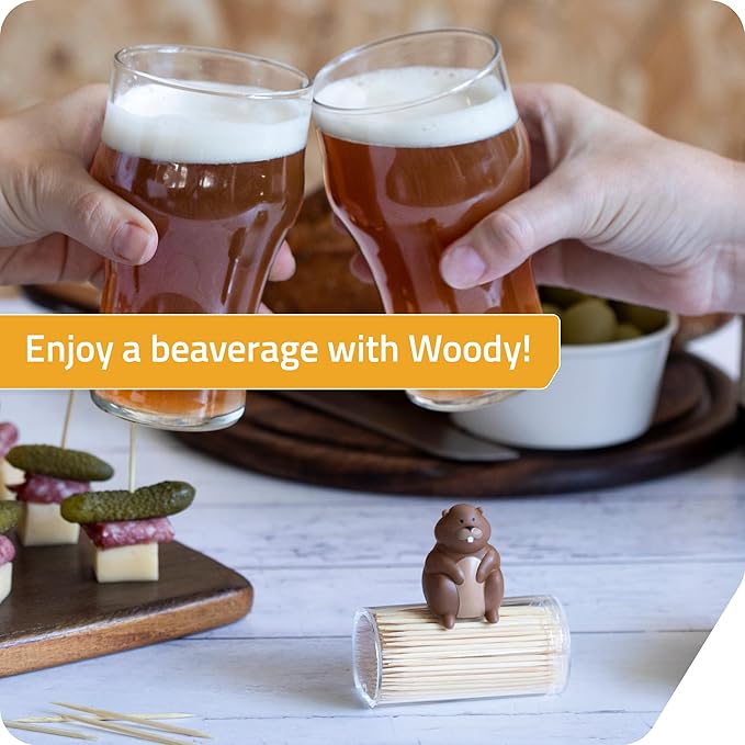 PELEG DESIGN Toothpick Holder - Playful Toothpick Dispenser, Fun and Decorative Plastic Toothpick Holder for Easy Access During Meals or Gatherings (Woody)